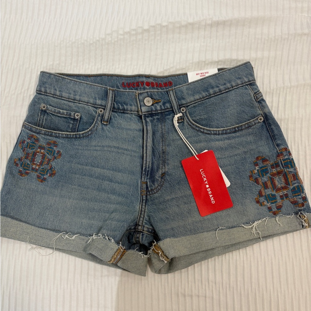 Lucky Brand Embroidered Blue Jean Shorts